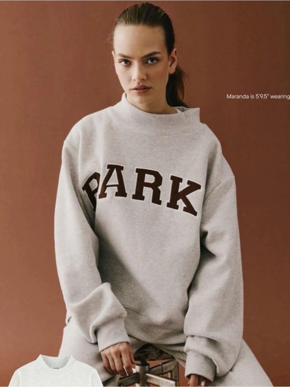 PARK Oversized Crewneck Sweatshirt - Light Gray/Brown Logo